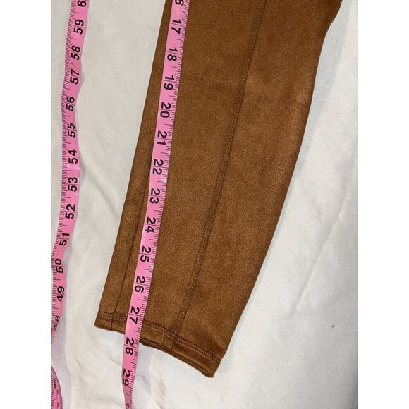 Spanx Faux Suede Brown High-Waisted Slim fit Leggings Women's Size L - Picture 8 of 10